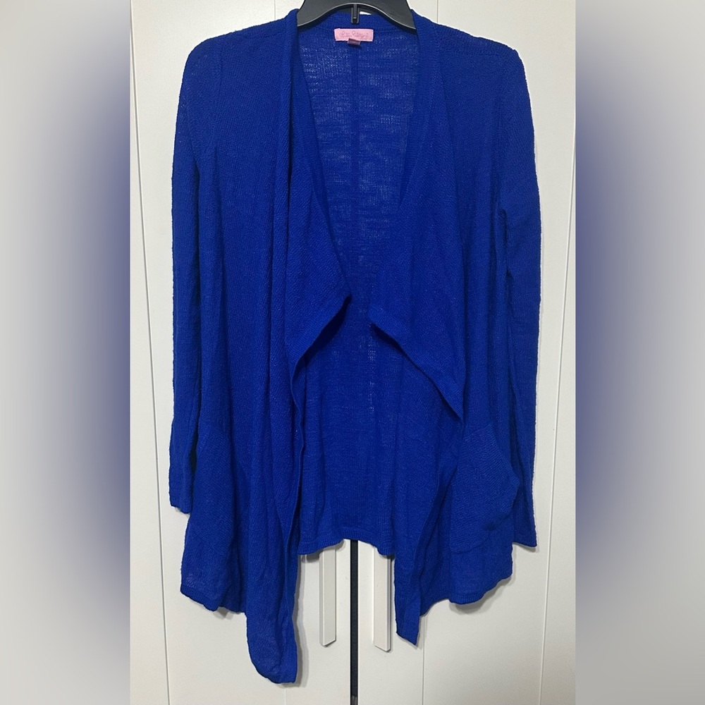 Lilly Pulitzer Blue Asymmetrical Cardigan Sweater